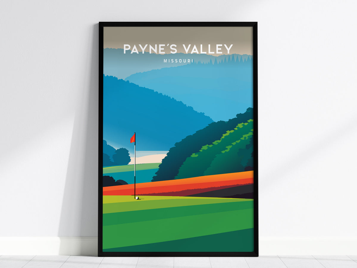 Payne's Valley, Missouri Poster | Links Poster & Golfer Gift Wall Art — framed wall art, 24x36 in