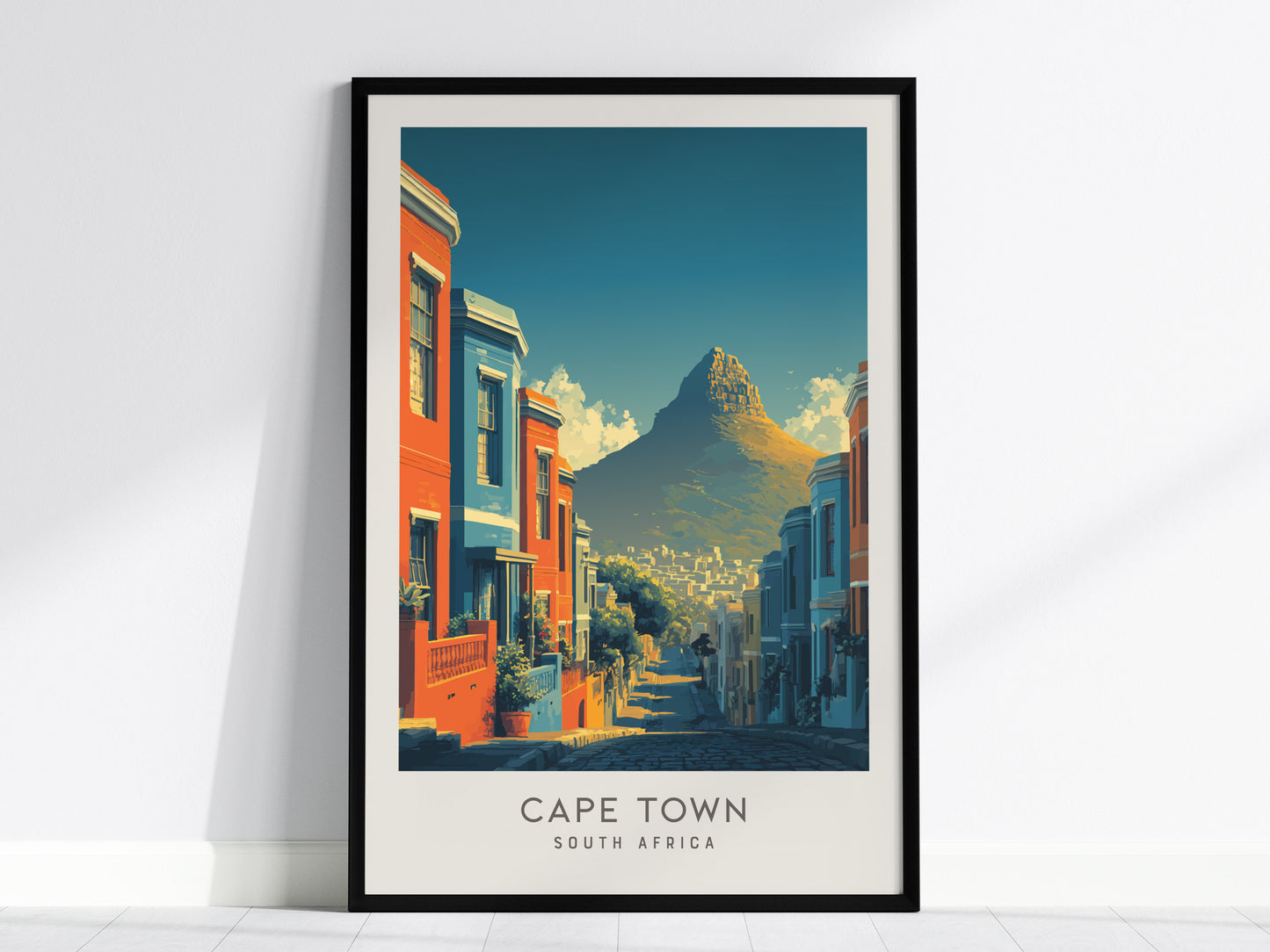 Cape Town Matte Border Poster | South Africa Destination Print Travel Wall Art — framed wall art, 24x36 in