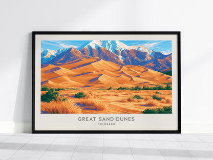 Great Sand Dunes Landscape Matte Border Poster | Colorado Travel Wall Art — framed wall art, 24x36 in
