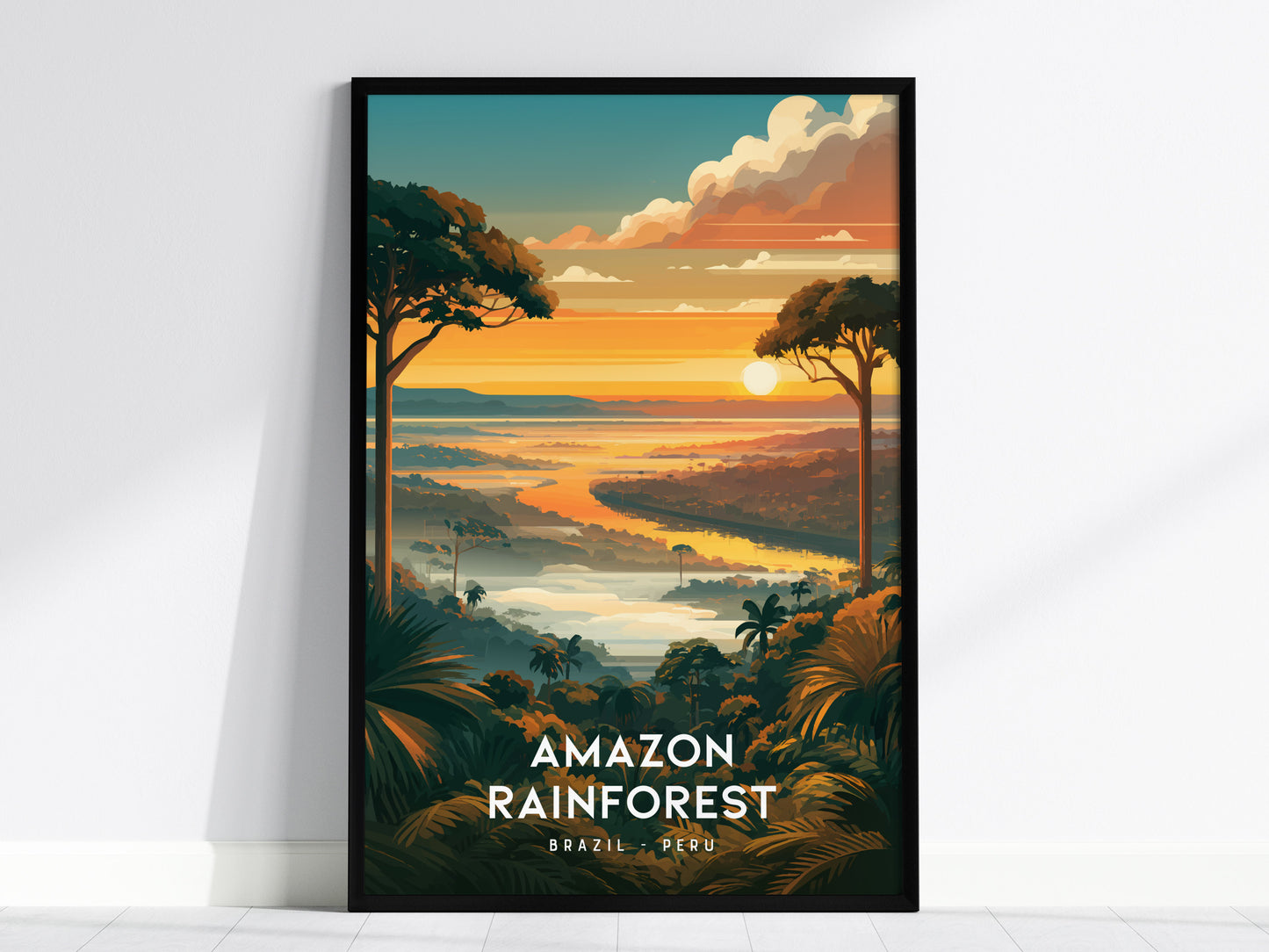 Amazon Rainforest, South America Poster | Lush Jungle & Exotic Wildlife Wall Art — framed wall art, 24x36 in