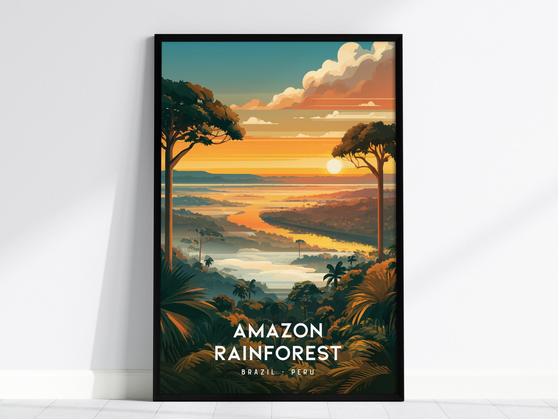 Amazon Rainforest, South America Poster | Lush Jungle & Exotic Wildlife Wall Art — framed wall art, 24x36 in