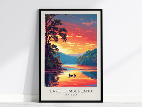 Lake Cumberland Matte Border Poster | Kentucky Destination Print Travel Wall Art — framed wall art, 24x36 in