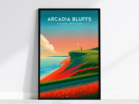 Arcadia Bluffs, Arcadia, Michigan Poster | Links Poster Golfer Gift Wall Art — framed wall art, 24x36 in