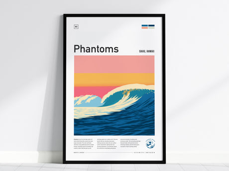 Phantoms, Hawaii Poster | Powerful North Shore Surf Wall Art — framed wall art, 24x36 in
