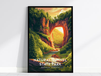 Natural Tunnel State Park, Duffield, Virginia Poster | Appalachian Wonder Destination Print Wall Art — framed wall art, 24x36