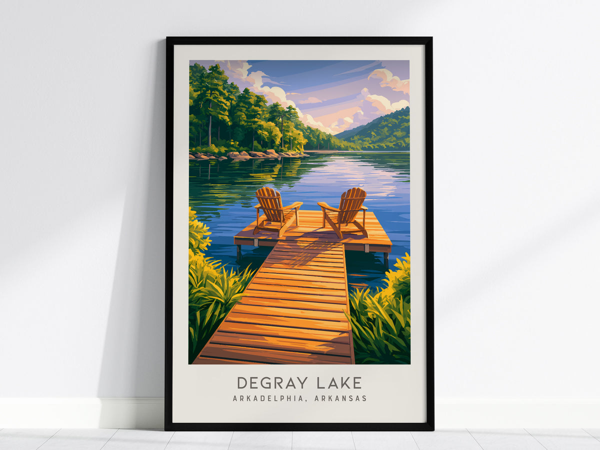 DeGray Lake Matte Border Poster | Arkadelphia, Arkansas Destination Print — framed wall art, 24x36 in