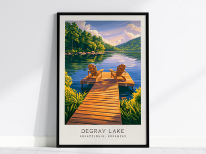 DeGray Lake Matte Border Poster | Arkadelphia, Arkansas Destination Print — framed wall art, 24x36 in