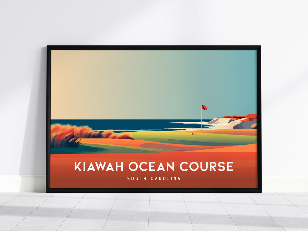 Kiawah Ocean Course Landscape Poster | South Carolina Country Club Decor Wall Art — framed wall art, 24x36 in