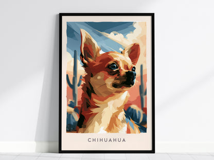 Chihuahua Poster | Bold Desert Dog Portrait Wall Art — framed wall art, 24x36 in