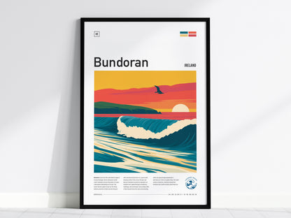 Bundoran, Ireland Poster | Wild Atlantic Surf Village Wall Art — framed wall art, 24x36 in