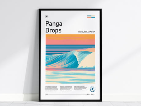Panga Drops, Rivas, Nicaragua Poster | Tropical Surf Wall Art — framed wall art, 24x36 in