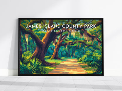 James Island County Park Landscape Poster | Charleston, South Carolina Destination Print Wall Art — framed wall art, 24x36 in