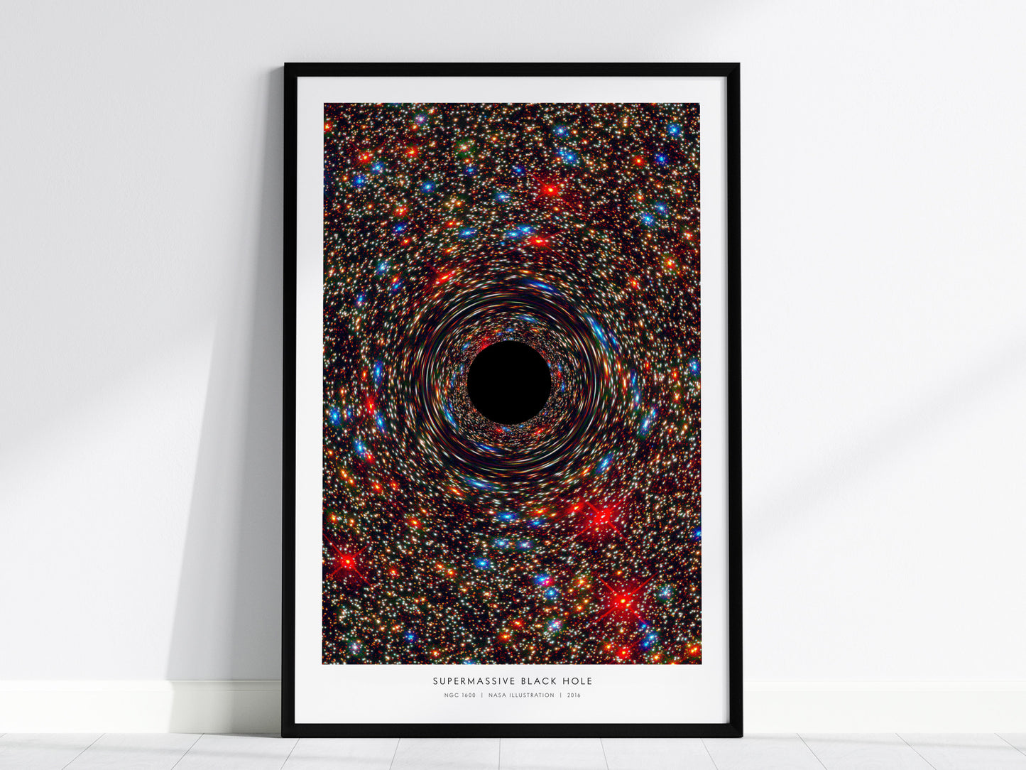 Supermassive Black Hole Poster | NASA NGC 1600 Space Photography Wall Art — framed wall art, 24x36 in
