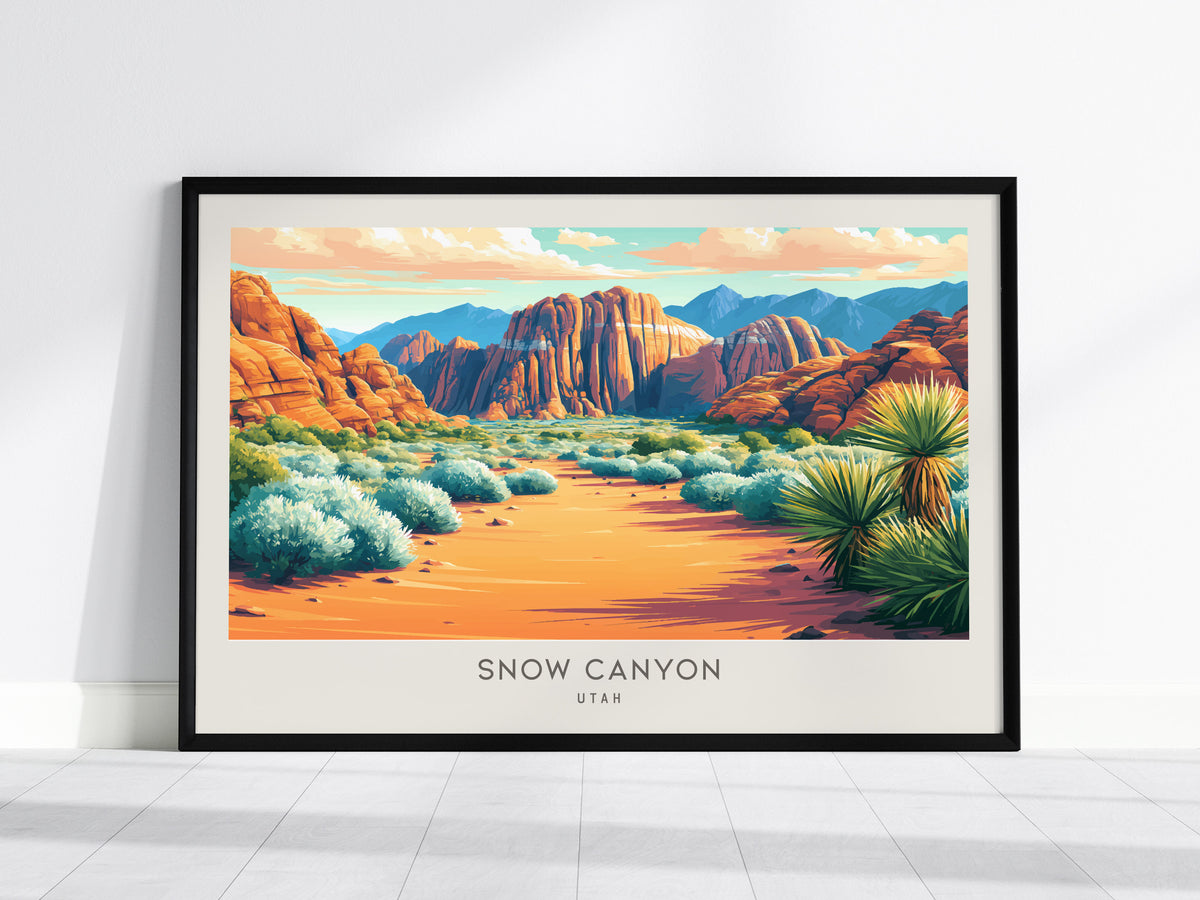 Snow Canyon Landscape Matte Border Poster | Utah Vacation Wall Art — framed wall art, 24x36 in