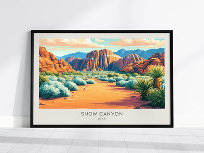 Snow Canyon Landscape Matte Border Poster | Utah Vacation Wall Art — framed wall art, 24x36 in