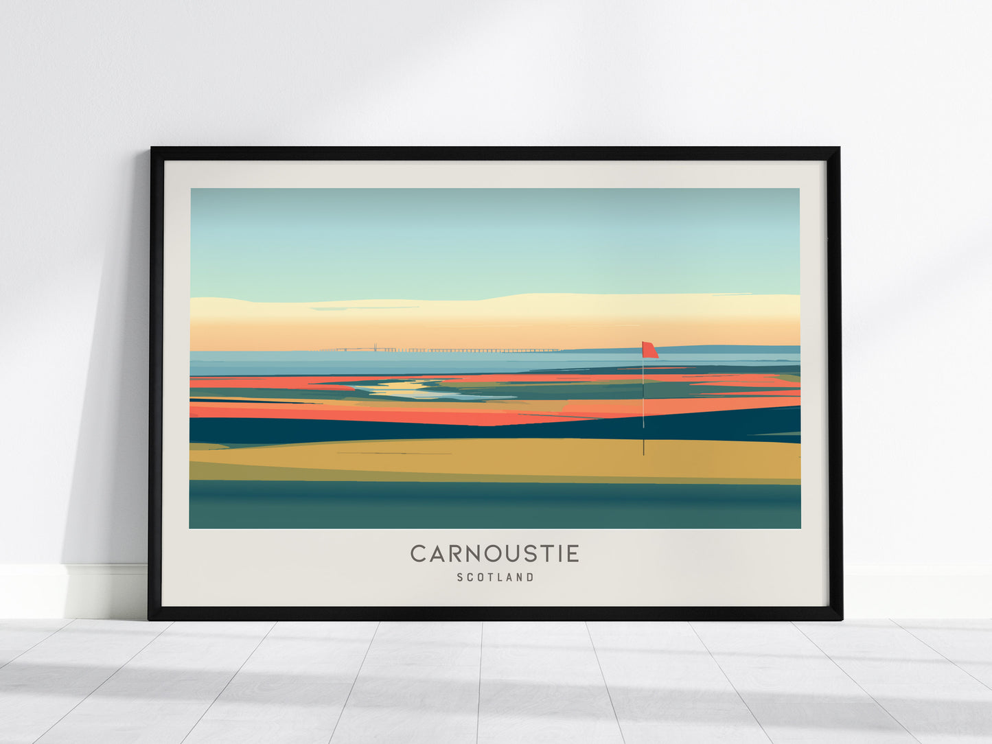 Carnoustie Landscape Matte Border Poster | Scotland Golf Course Print Travel Wall Art — framed wall art, 24x36 in