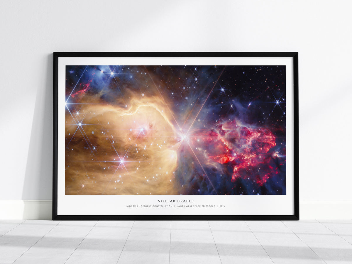 Stellar Cradle Landscape Poster | Ngc 7129 · Cepheus Constellation | NASA Astronomy Print Galaxy Wall Art — framed wall art