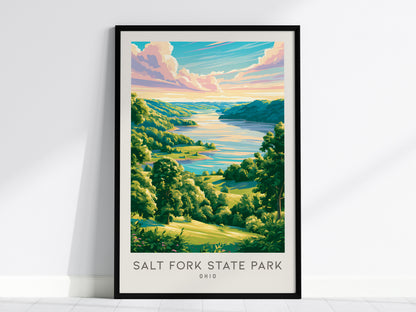 Salt Fork State Park Matte Border Poster | Ohio Destination Print Travel Wall Art — framed wall art, 24x36 in