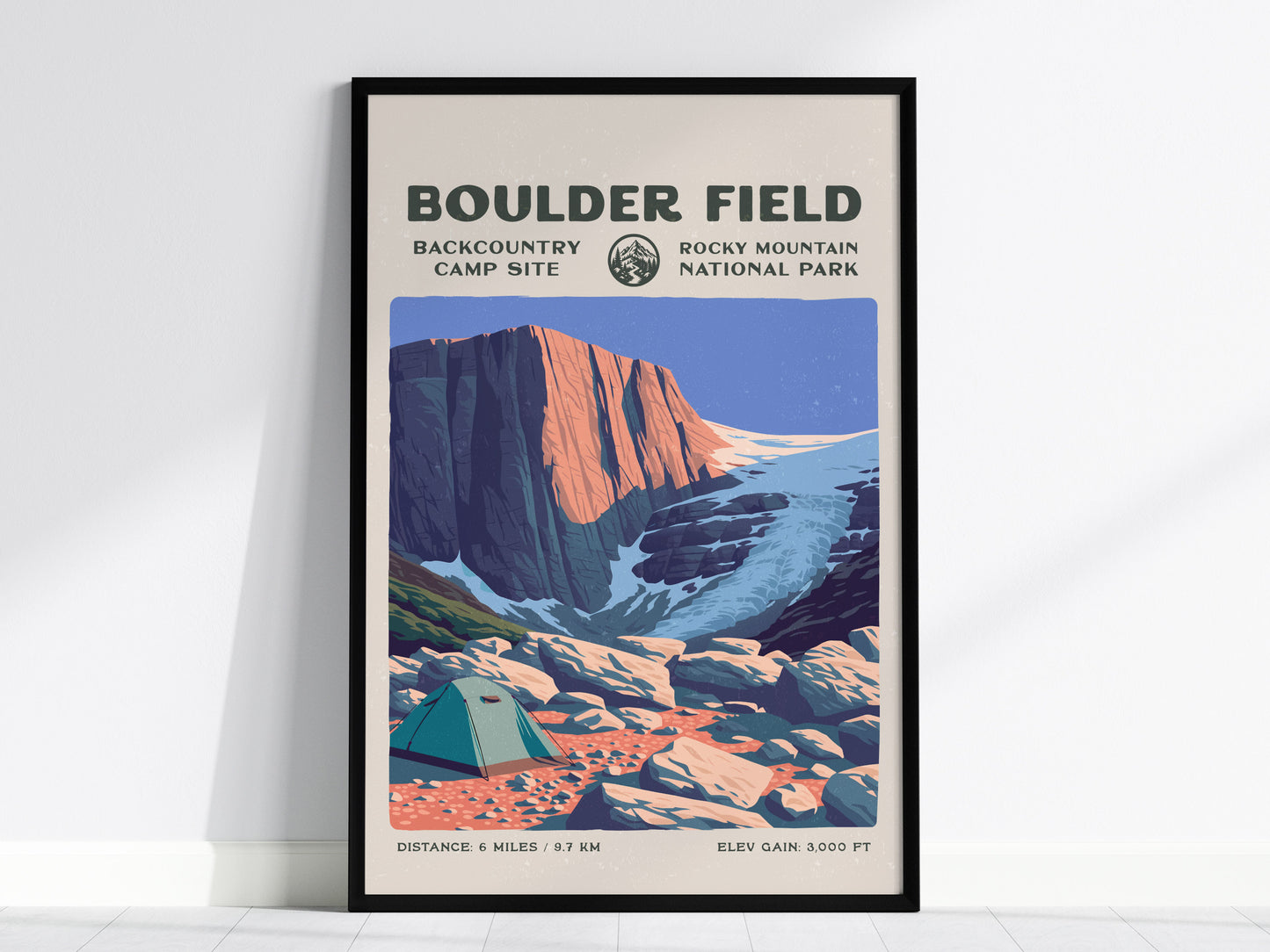 Boulder Field, Rocky Mountain National Park Poster | Hiker Gift | Alpine Wilderness Block Print Wall Art — framed wall art, 2