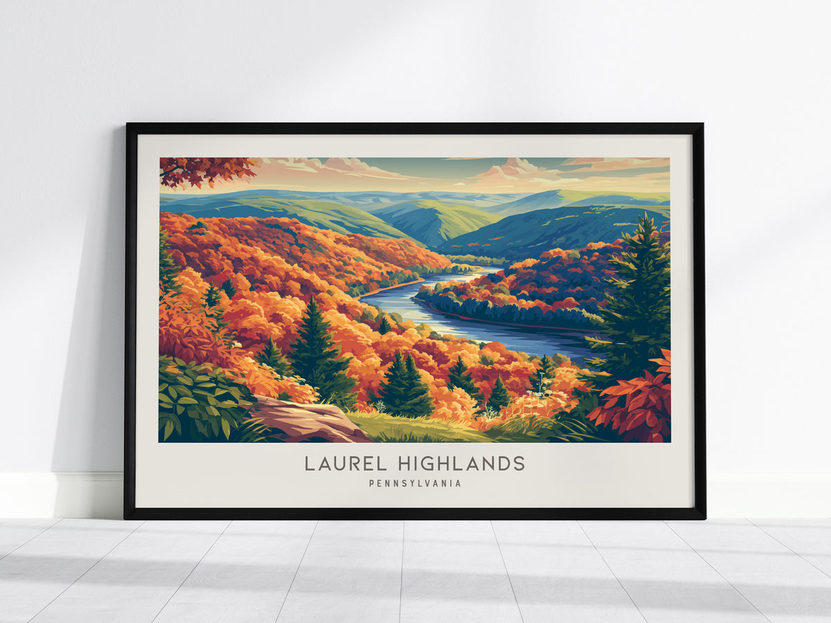 Laurel Highlands Landscape Matte Border Poster | Pennsylvania Vacation Wall Art — framed wall art, 24x36 in