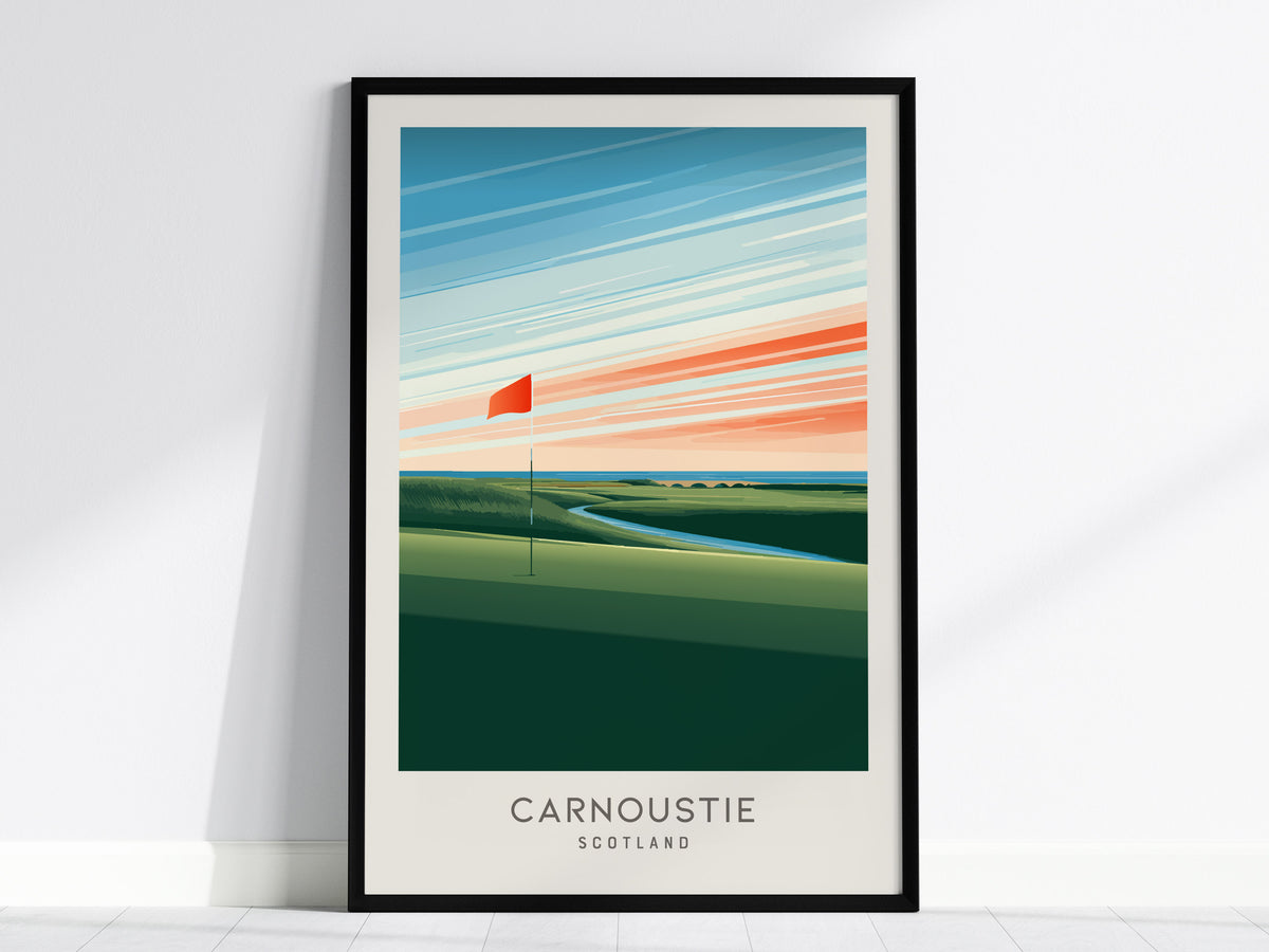Carnoustie Matte Border Poster | Scotland Links Poster Golf Wall Art — framed wall art, 24x36 in
