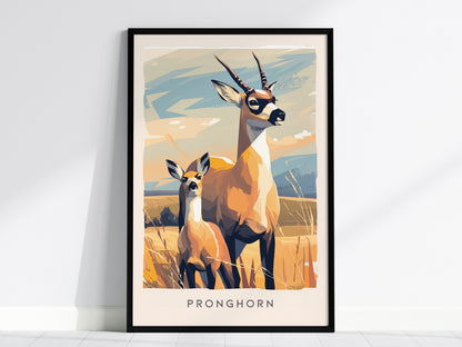 Pronghorn, Antilocapra americana Poster | Prairie Wildlife Wall Art — framed wall art, 24x36 in