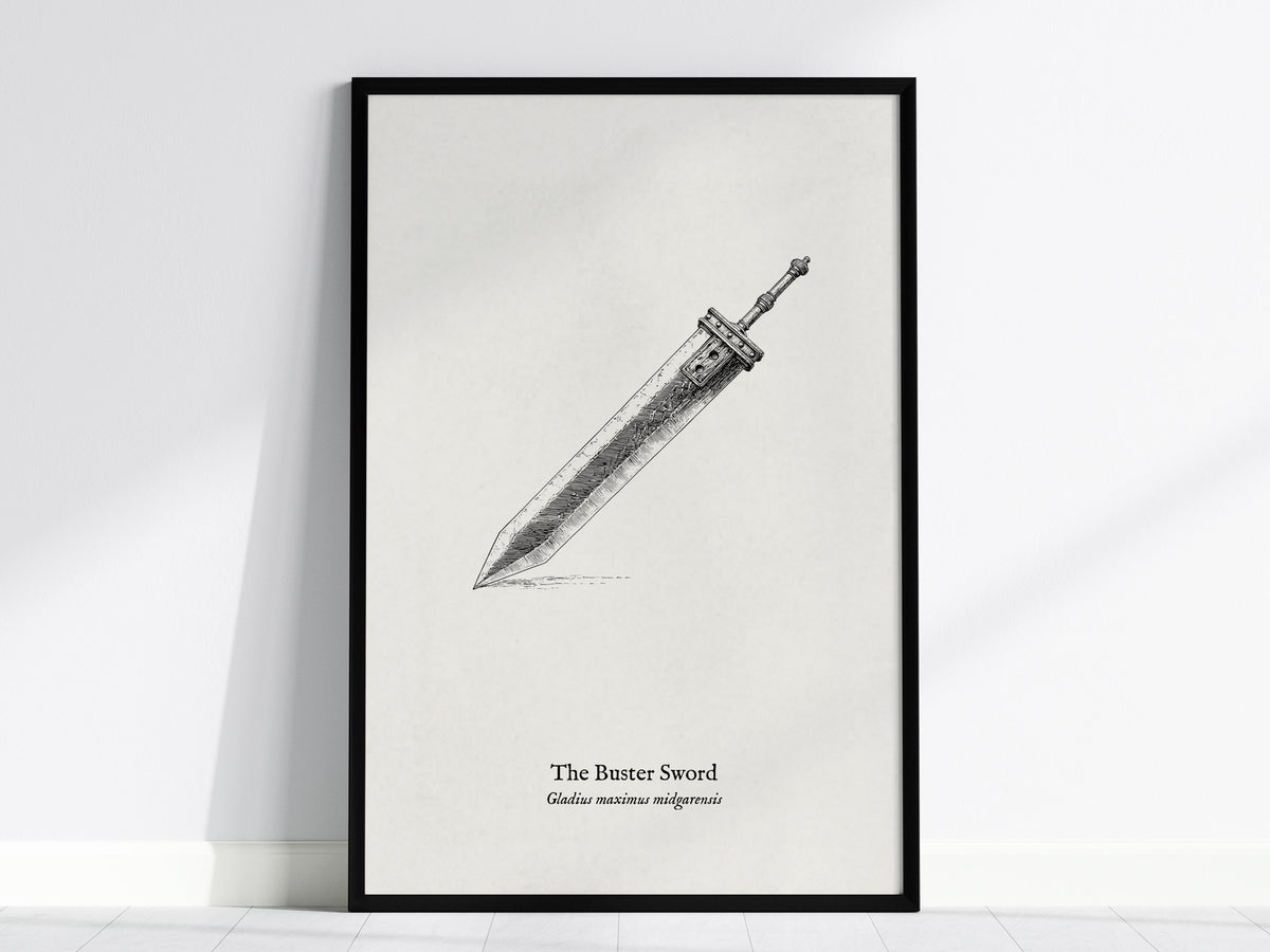 The Buster Sword Poster | Gladius Maximus Midgarensis Pen and Ink Print Scientific Illustration Wall Art — framed wall art, 2