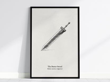 The Buster Sword Poster | Gladius Maximus Midgarensis Pen and Ink Print Scientific Illustration Wall Art — framed wall art, 2