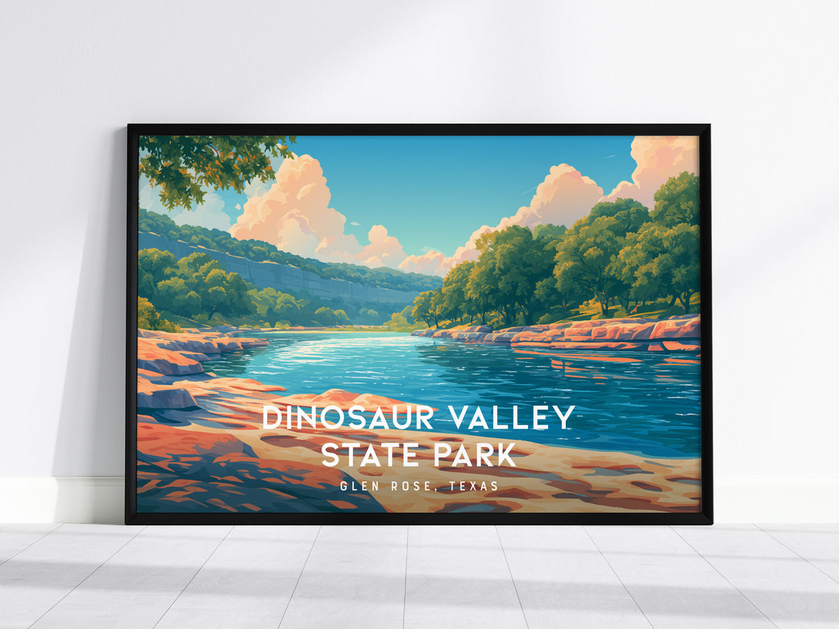 Dinosaur Valley State Park Landscape Poster | Glen Rose, Texas Vacation Wall Art — framed wall art, 24x36 in