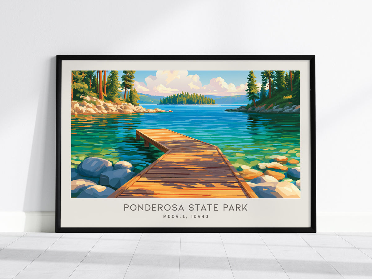 Ponderosa State Park Landscape Matte Border Poster | Mccall, Idaho Travel Gift Wall Art — framed wall art, 24x36 in