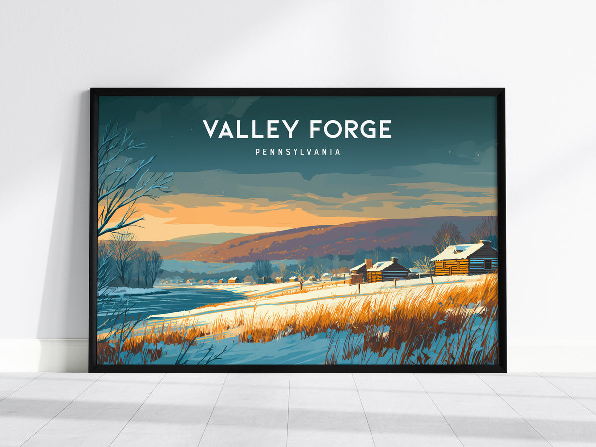 Valley Forge, Pennsylvania Landscape Poster | Revolutionary War Park Vacation Wall Art — framed wall art, 24x36 in