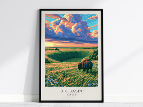Big Basin Matte Border Poster | Kansas Destination Print Travel Wall Art — framed wall art, 24x36 in