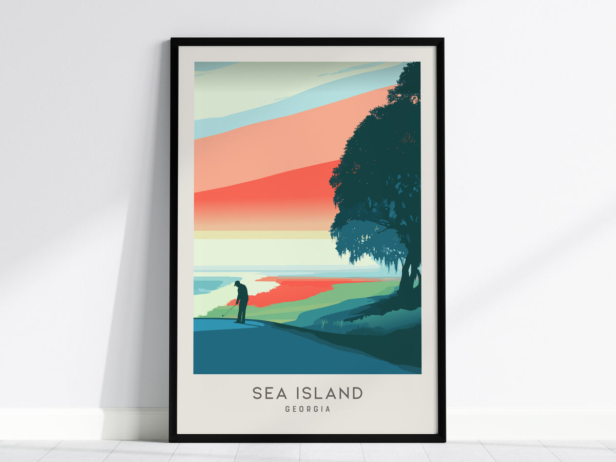 Sea Island Matte Border Poster | Georgia Golf Course Print & Country Club Decor — framed wall art, 24x36 in