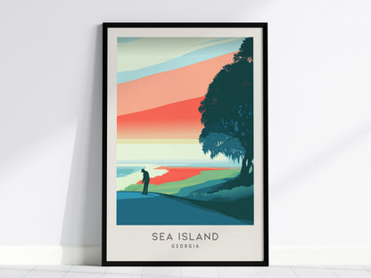 Sea Island Matte Border Poster | Georgia Golf Course Print & Country Club Decor — framed wall art, 24x36 in