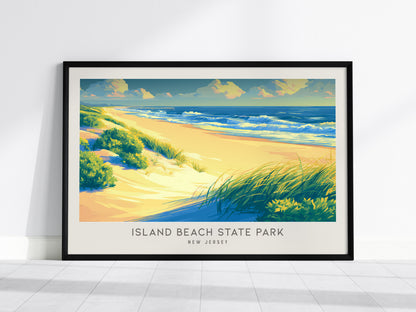 Island Beach State Park Landscape Matte Border Poster | New Jersey Vacation Wall Art — framed wall art, 24x36 in