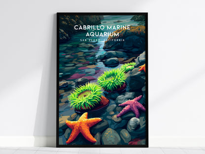 Cabrillo Marine Aquarium, California Poster | Ocean Discovery & Tide Pool Wall Art — framed wall art, 24x36 in