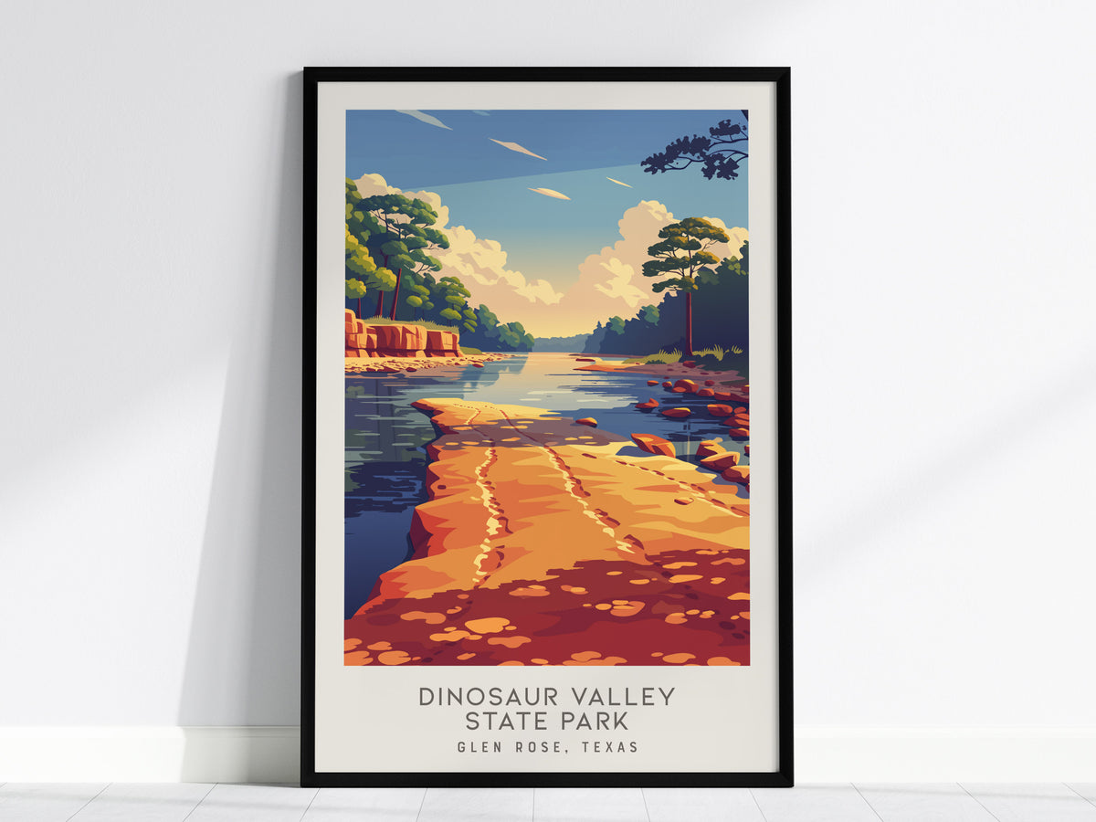 Dinosaur Valley State Park Matte Border Poster | Glen Rose, Texas Destination Print Travel Wall Art — framed wall art, 24x36