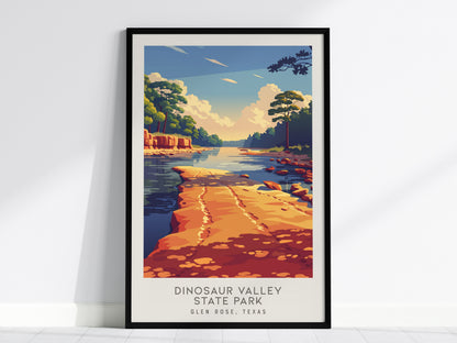 Dinosaur Valley State Park Matte Border Poster | Glen Rose, Texas Destination Print Travel Wall Art — framed wall art, 24x36