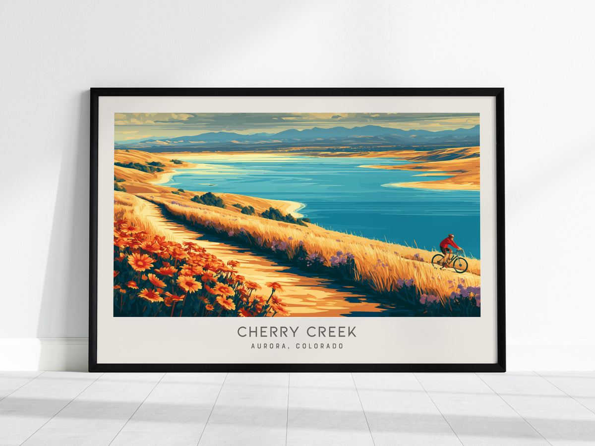 Cherry Creek Landscape Matte Border Poster | Aurora, Colorado Travel Wall Art — framed wall art, 24x36 in