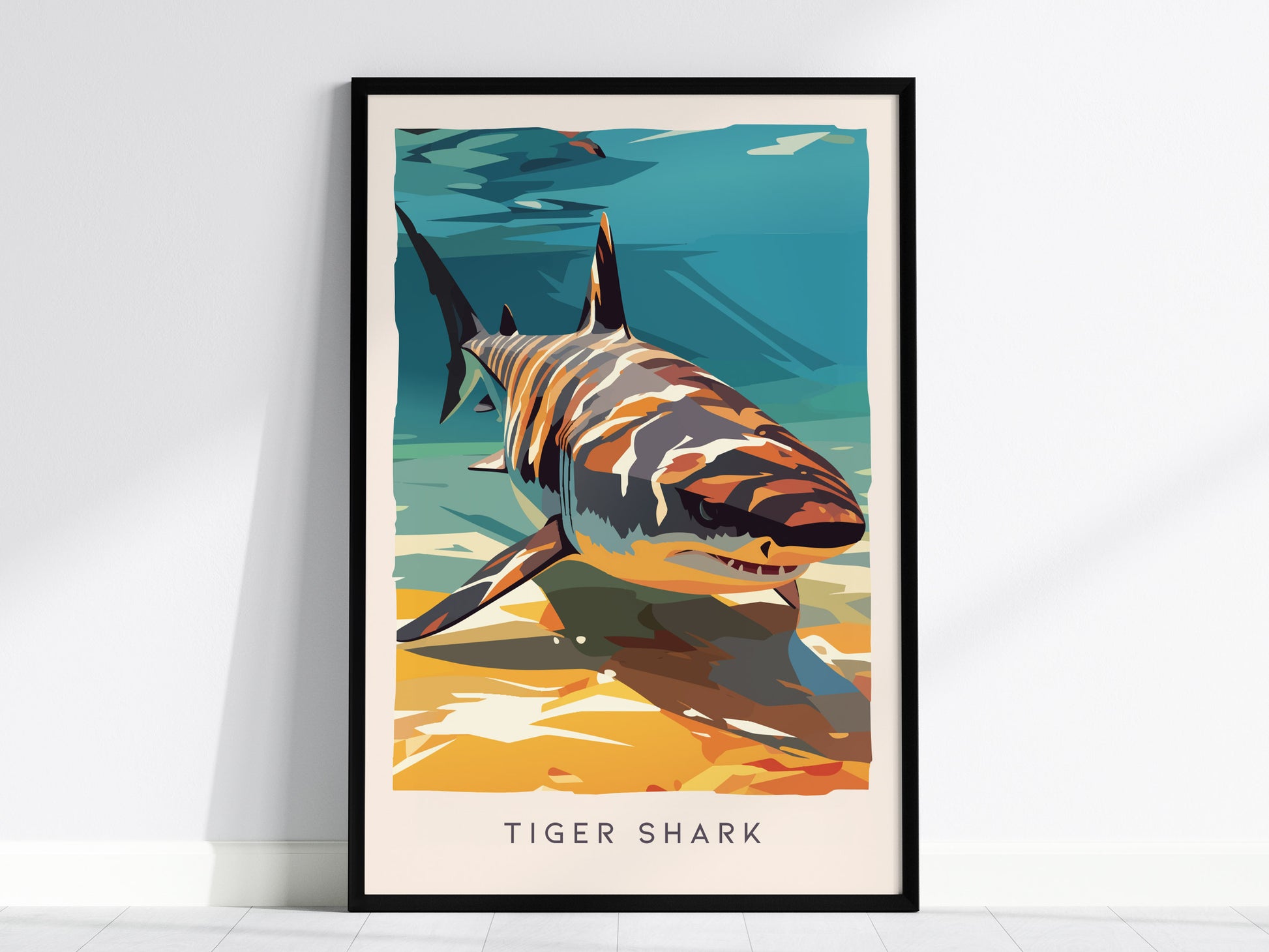 Tiger Shark, Galeocerdo cuvier Poster | Oceanic Predator Wildlife Wall Art — framed wall art, 24x36 in