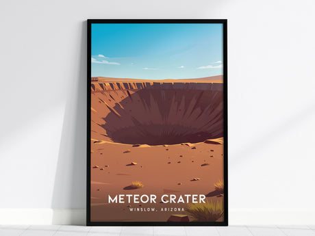 Meteor Crater, Winslow, Arizona Poster | Desert Adventure Travel Wall Art — framed wall art, 24x36 in