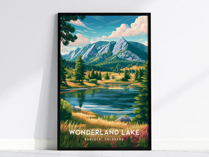 Wonderland Lake, Boulder, Colorado Poster | Mountain Lake Serenity Wall Art — framed wall art, 24x36 in