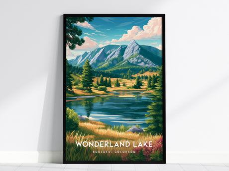 Wonderland Lake, Boulder, Colorado Poster | Mountain Lake Serenity Wall Art — framed wall art, 24x36 in