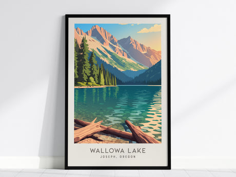 Wallowa Lake Matte Border Poster | Joseph, Oregon Travel Wall Art — framed wall art, 24x36 in