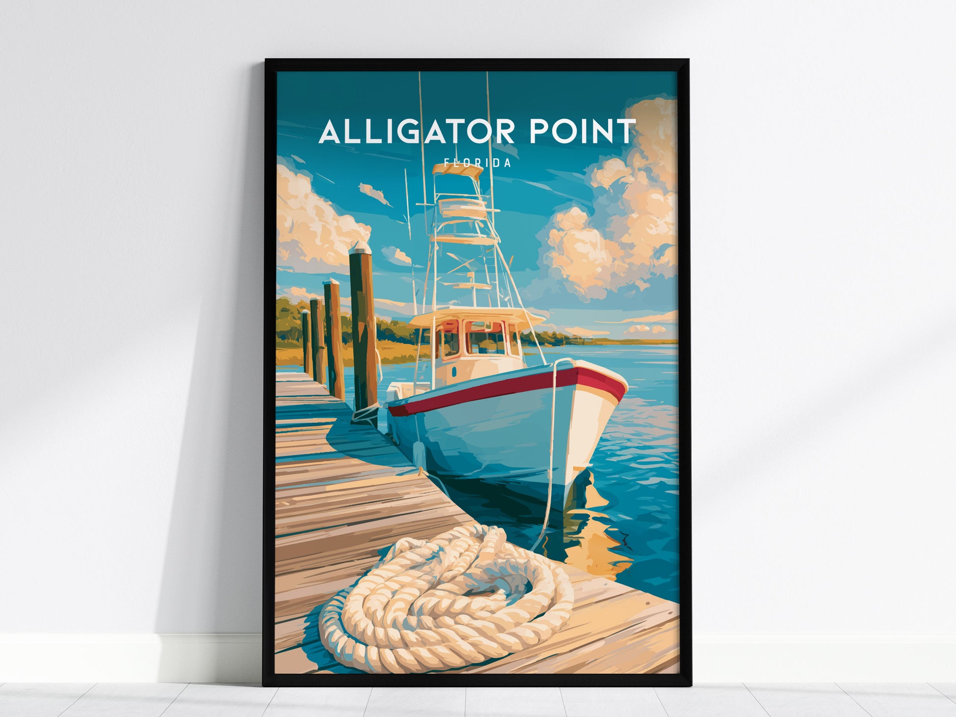 Alligator Point, Florida Poster | Wild Gulf Shore Serenity Wall Art — framed wall art, 24x36 in