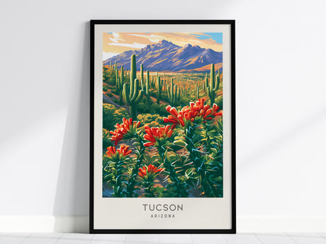 Tucson Matte Border Poster | Arizona Destination Print Travel Wall Art — framed wall art, 24x36 in
