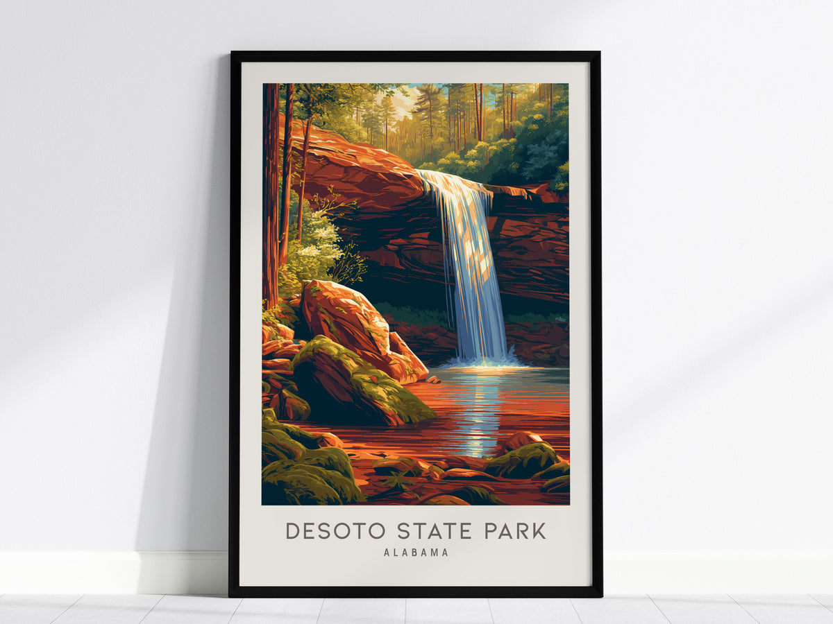 DeSoto State Park Matte Border Poster | Alabama Destination Print Travel Wall Art — framed wall art, 24x36 in