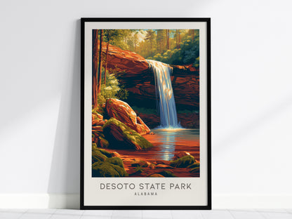 DeSoto State Park Matte Border Poster | Alabama Destination Print Travel Wall Art — framed wall art, 24x36 in