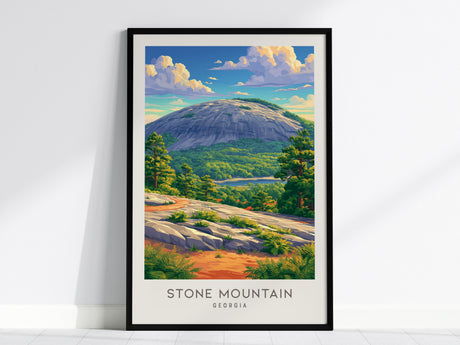 Stone Mountain Park Matte Border Poster | Stone Mountain, Georgia Destination Print — framed wall art, 24x36 in