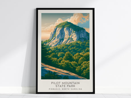 Pilot Mountain State Park Matte Border Poster | Pinnacle, North Carolina Destination Print — framed wall art, 24x36 in